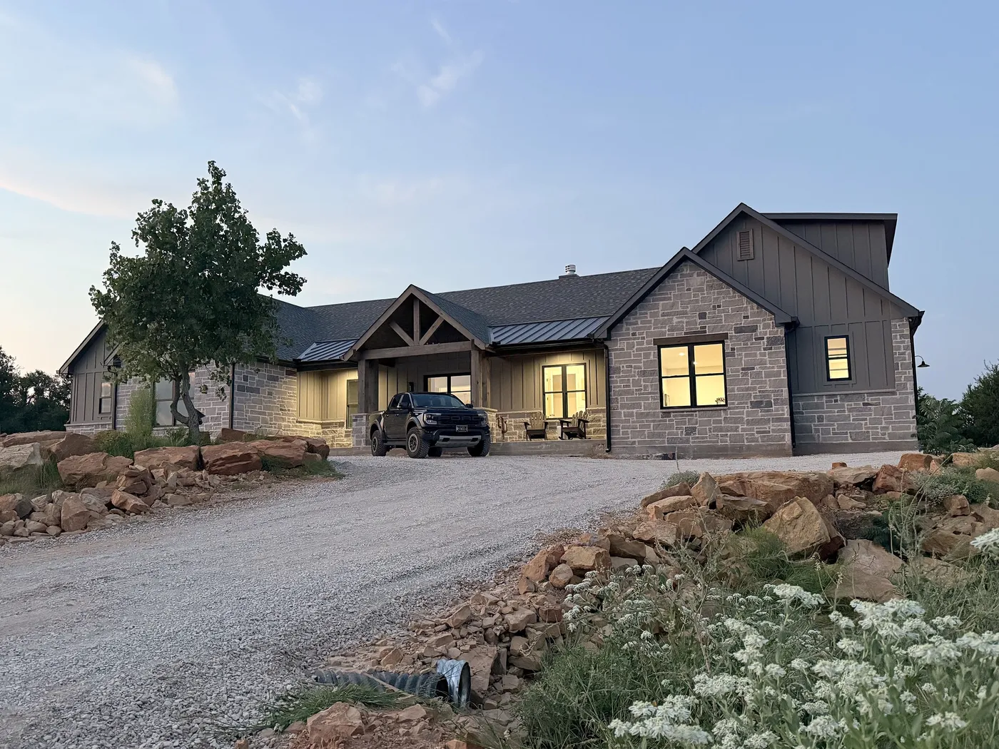 Stone Farmhouse Build at Possum Kingdom, TX